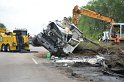 LKW umgestuerzt A 1 Rich Saarbruecken P205